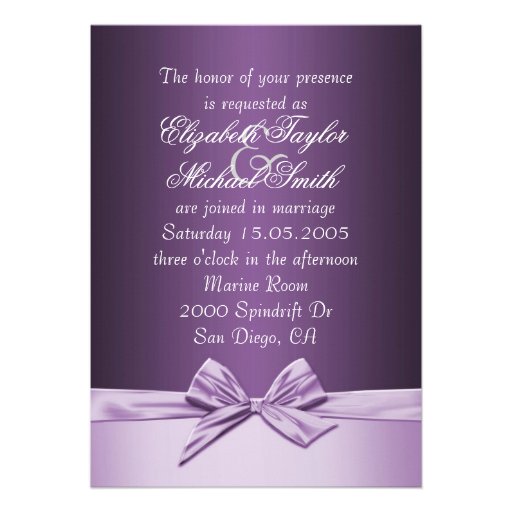 Luxury Purple Elegant Ribbon Wedding Invite