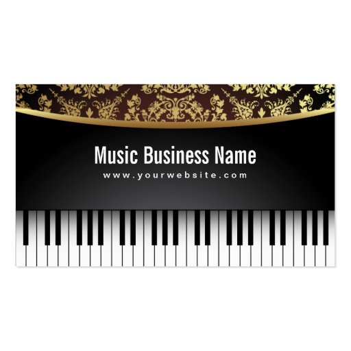 Luxury Realistic Piano Music Lessons Business Card (front side)