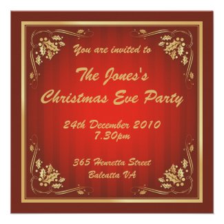 Luxury Red and Gold Christmas Party Invites