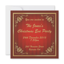 Luxury Red and Gold Christmas Party Invites