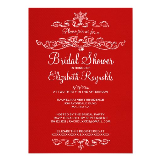 Luxury Red Bridal Shower Invitations