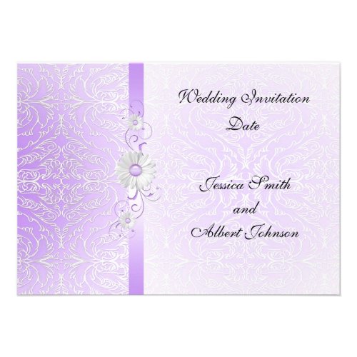Luxury Romantic Violet Damask Wedding Invite