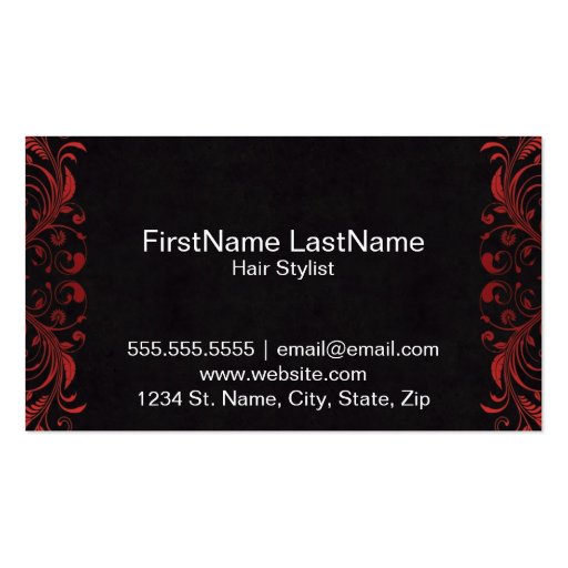 Luxury Salon Business Cards in Red (back side)