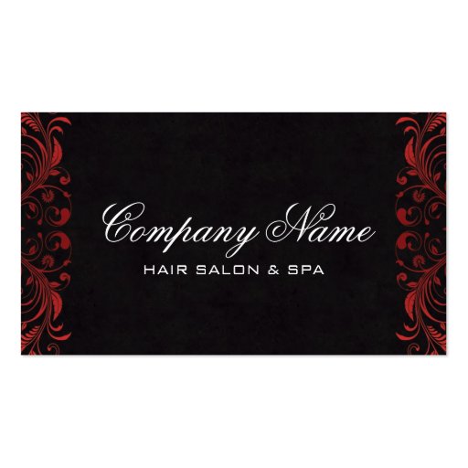 Luxury Salon Business Cards in Red (front side)