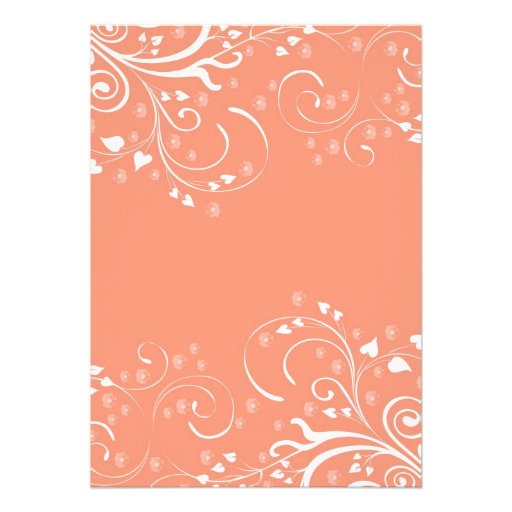 Luxury Style Coral Flowers Swirls Shower Invite