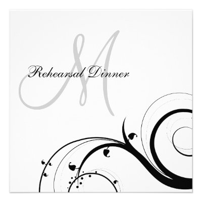 Luxury Swirl Monogram Rehearsal Dinner Invitations