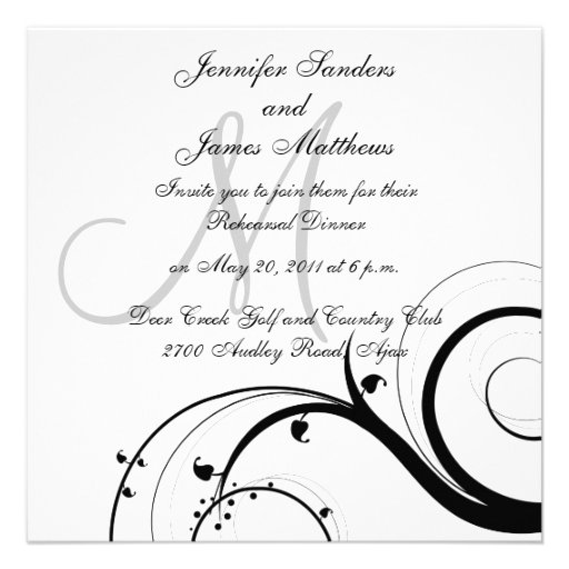 Luxury Swirl Monogram Rehearsal Dinner Invitations