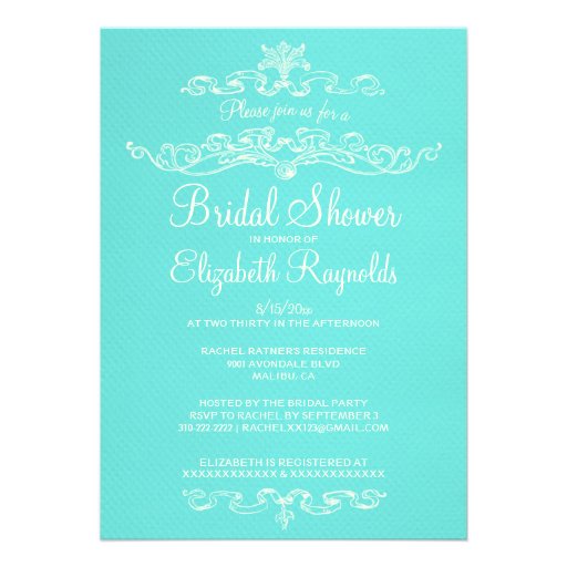 Luxury Teal Bridal Shower Invitations