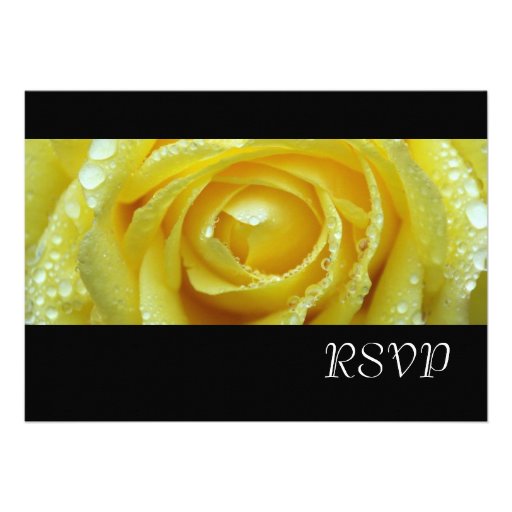 Luxury Wedding Yellow Rose RSVP card