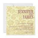 Luxury Wine Cream Damask Wedding Invitation invitation