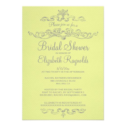 Luxury Yellow Bridal Shower Invitations