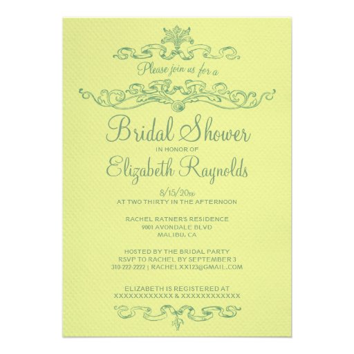 Luxury Yellow & Green Bridal Shower Invitations