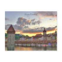 Luzern Switzerland Old Town Chapel Bridge Tower...