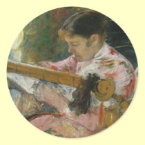 Lydia At A Tapestry Loom, Mary Cassatt stickers by vintagegiftmall Lydia At A Tapestry Loom, Mary Cassatt stickers