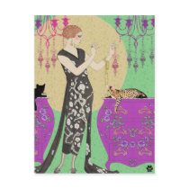 Lydia & Bengal in Fuchsia and Green Post Card