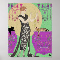 Lydia & Bengal in Fuchsia and Green Posters