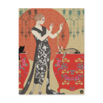 Lydia & Bengal in Red and Gold Postcards