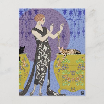 Lydia & Bengal in Yellow and Blue Post Card