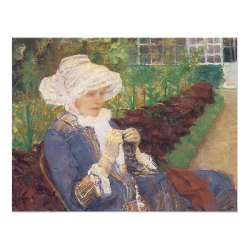Lydia Crocheting in the Garden at Marly by Cassatt Invite