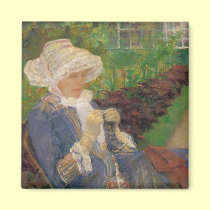 Lydia Crocheting in the Garden of Marly, Mary Cass magnets