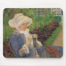Lydia Crocheting in the Garden of Marly, Mary Cass Mouse Pad
