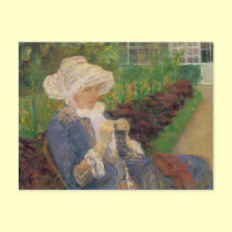Lydia Crocheting in the Garden of Marly, Mary Cass postcards by vintagegiftmall Lydia Crocheting in the Garden of Marly, Mary Cass postcards