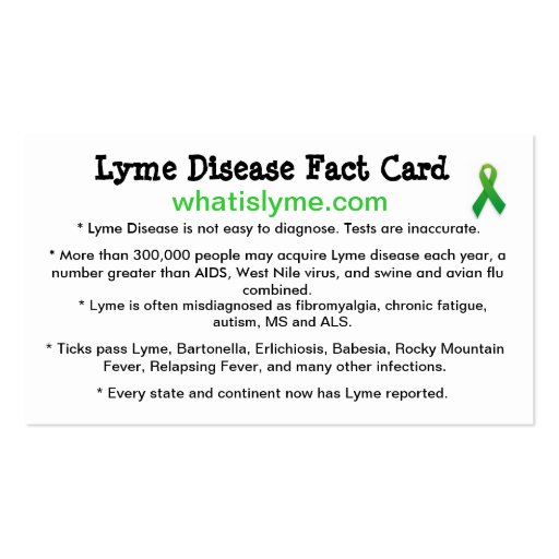 Lyme Disease Awareness Business Cards (front side)