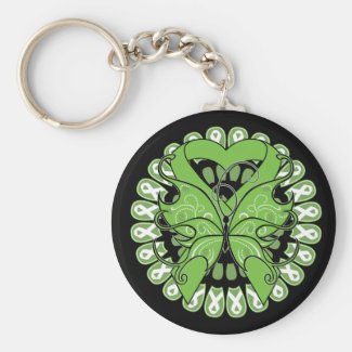 Lyme Disease Butterfly Circle of Ribbons Basic Round Button Keychain