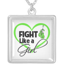 Lyme Disease Fight Like a Girl Heart Necklaces