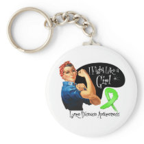 Lyme Disease Fight Like a Girl Rosie The Riveter Keychains