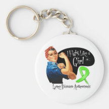 Lyme Disease Fight Like a Girl Rosie The Riveter Keychains
