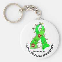 Lyme Disease Flower Ribbon 1 Keychain