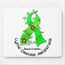 Lyme Disease Flower Ribbon 1 Mouse Mats