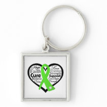 Lyme Disease Heart Ribbon Collage Keychains