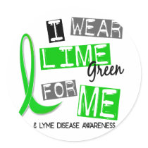 Lyme Disease I Wear Lime Green For Me 37 Round Stickers