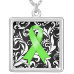 Lyme Disease Ribbon Deco Floral Noir Pendants