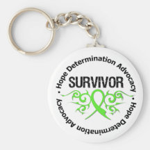 Lyme Disease Survivor Tribal Ribbon Key Chain