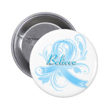 Lymphedema Believe Flourish Ribbon Button