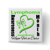 Lymphoma Awareness Month Butterfly Heart buttons