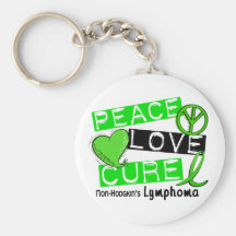 Lymphoma Awareness Non-Hodgkin's PEACE LOVE CURE Key Chain