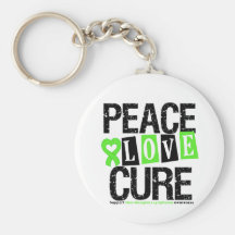 Lymphoma Awareness Peace Love Cure Key Chain