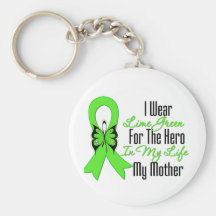 Lymphoma Cancer Ribbon My Hero My Mother Keychain