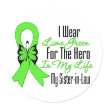 Lymphoma Cancer Ribbon My Hero My Sister in Law stickers