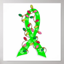 Lymphoma Christmas Lights Ribbon Print