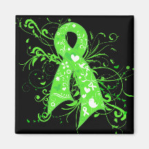 Lymphoma Floral Swirls Ribbon Refrigerator Magnet