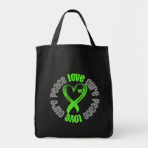 Lymphoma Peace Love Cure Ribbon Bags