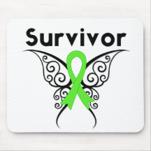 Lymphoma Survivor Tribal Butterfly Mouse Pads