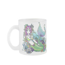 "Lyra" Tropical Mermaid Art Frosty Glass Mug mugs