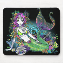 "Lyra" Tropical Rainbow Mermaid Art Mousepad by mykajelina "Lyra" Tropical Rainbow Mermaid Art Mousepad