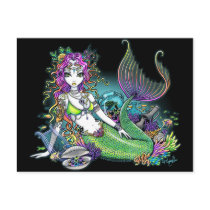 "Lyra" Tropical Rainbow Mermaid Art Postcard by mykajelina "Lyra" Tropical Rainbow Mermaid Art Postcard